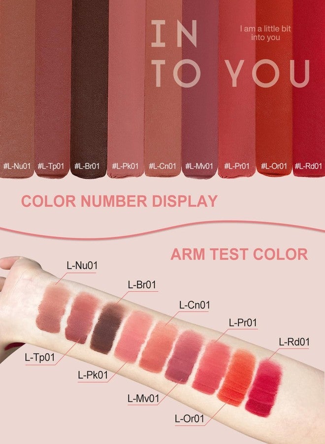 انتو أحمر شفاه INTO YOU Matte Velvet Lip Stain طويل الأمد ومقاوم للماء، ملمع شفاه مرطب للنساء (L-Nu01) - Image 4